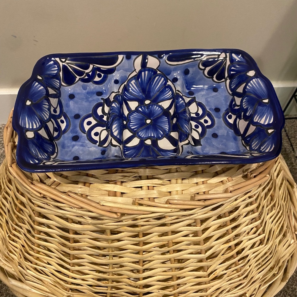 Blue serving dish
